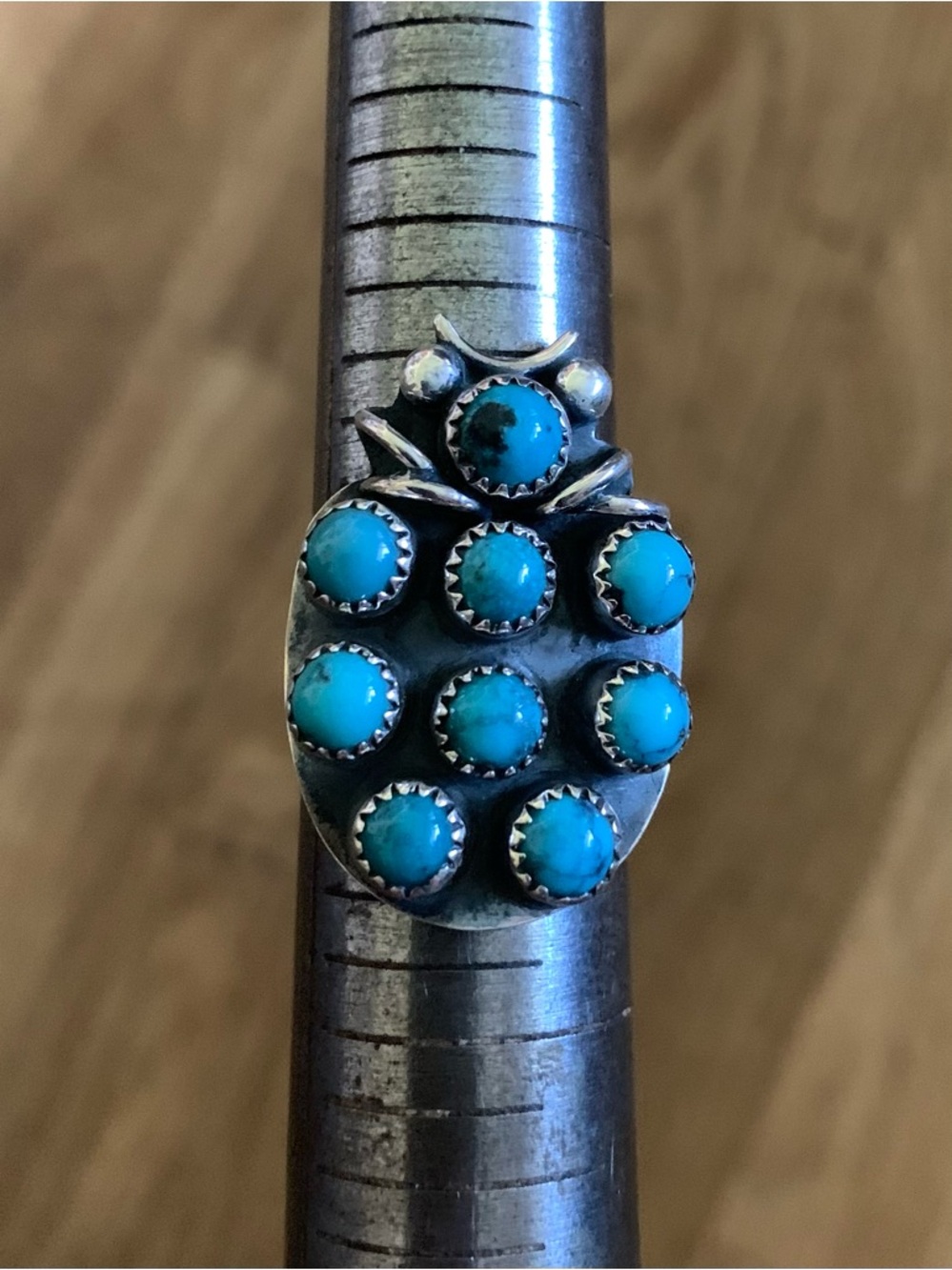 Sterling Silver Cluster Turquoise Ring - Blue